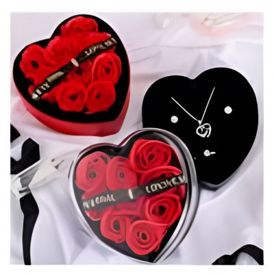 Κουτί Δώρου Πολυτελείας Καρδιά με Τεχνητά Τριαντάφυλλα & Θήκη Κοσμήματος 87682