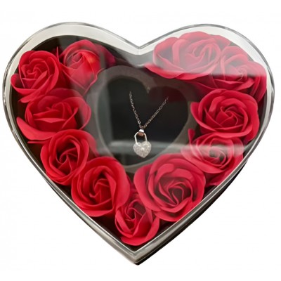 Κουτί Δώρου Πολυτελείας Καρδιά με Τεχνητά Τριαντάφυλλα & Θήκη Κοσμήματος 87678