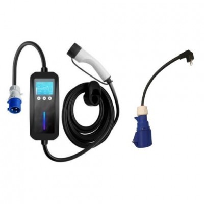 Φορτιστής Ηλεκτρικού Οχήματος 7kW 8A ~ 32A, για Ρυθμιζόμενο Ρεύμα Τύπου 2 με Εγχρωμη Οθόνη LCD 1,4 ιντσών, Μονοφασικό Βύσμα 5 μέτρων, και θήκη μεταφοράς MZ-A002