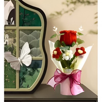 Κουτί Δώρου Με Τεχνητή Ανθοδέσμη 26cm 87749