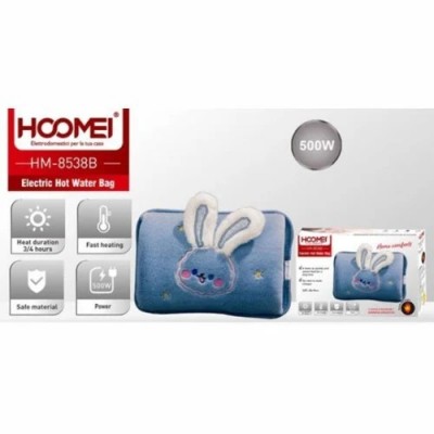 Hoomei Ηλεκτρική Θερμοφόρα - Μαξιλάρι 500W Γενικής Χρήσης με Θήκη για τα Χέρια 28x19x6cm - Τρισδιάστατο Λαγουδάκι