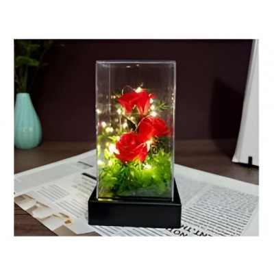 Ρομαντικό Δώρο Τριαντάφυλλο σε Γυάλα με Φωτισμό LED 87689