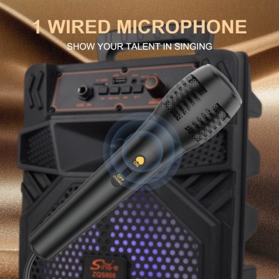9W Φορητό Ηχείο Karaoke Bluetooth 8" με Μικρόφωνο & Τηλεχειριστήριο ZQS808 Μαύρο