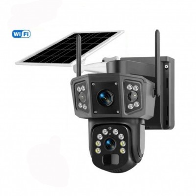 Ηλιακή Αδιάβροχη Ασύρματη IP  WiFi Κάμερα Ασφαλείας, Διπλό Φακό, Νυχτερινή Λήψη & Ανιχνευτή Κίνησης IPC‑V380‑P3 – Ultra HD, Περιστροφή 355°, IP66