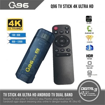 Q96 Compact 4K Android TV Stick Με Dual Band WiFi