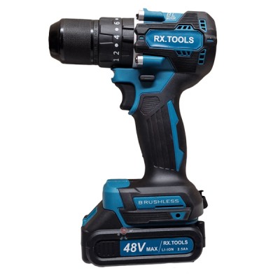 Επαναφορτιζόμενο Brushless Δραπανοκατσάβιδο Υψηλής Απόδοσης με 2 Μπαταρίες 2.5Ah σε Βαλίτσα Rx.Tools