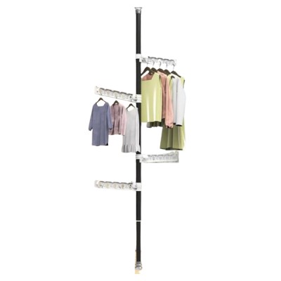 8204 Τηλεσκοπική Κρεμάστρα Ρούχων με Ρύθμιση Ύψους Εως 310εκ και Πτυσσόμενους Βραχίονες Μαύρη