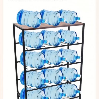 83x63x30cm Μεταλλική Ραφιέρα-Παπουτσοθήκη 5 Επιπέδων με Ξύλινη Επιφάνεια