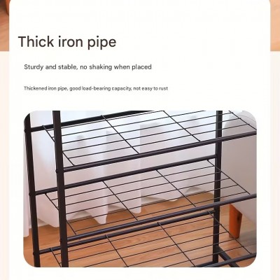 43x63x30εκ Μεταλλική Ραφιέρα-Παπουτσοθήκη Τριών Επιπέδων με Ξύλινη Επιφάνεια και Compact Σχεδιασμό