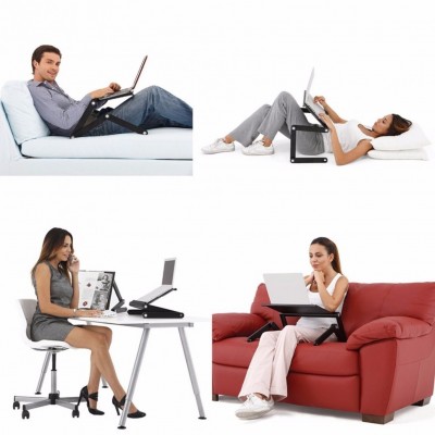 Πτυσσόμενο Τραπεζάκι - Βάση Laptop με Ανεμιστήρα Ψύξης & Βάση για Χρήση Mouse Pad - Laptop Desk για Αριστερόχειρες