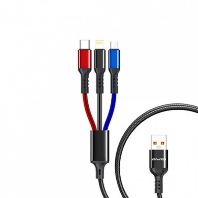 3 Σε 1 USB Καλώδιο Φόρτισης Type-c, Lightning, microUSB - AWEI Multi Charging Cable