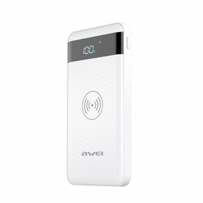 Φορητός Φορτιστής Ασύρματης Φόρτισης - Power Bank Awei P55K 10000 mAh Λευκό