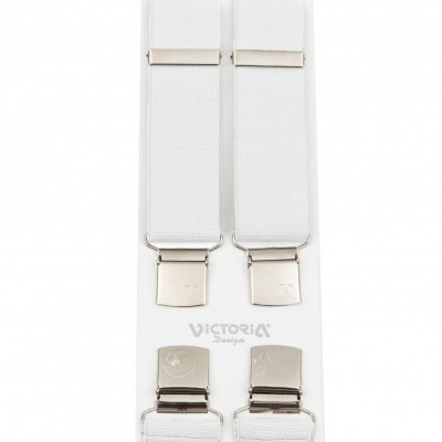 Τιράντες Unisex 36mm με 4 κλίπς Victoria Λευκό