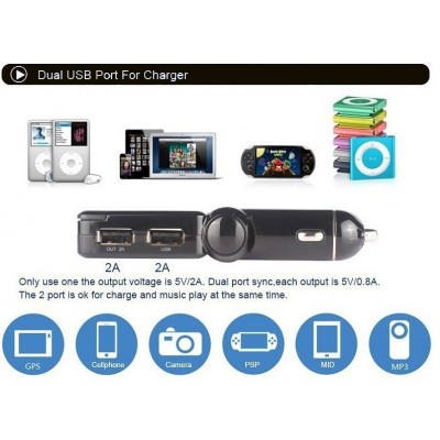 Car FM Transmitter - Πομπός Bluetooth USB, AUX In, MP3 Player & Φορτιστής 2 x USB 2.1A