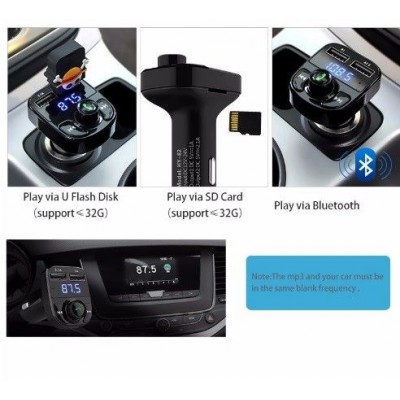 Ασύρματος Πομπός Bluetooth USB, SD MP3 Player & Φορτιστής 2x USB 1 & 2A Αυτοκινήτου - Car FM Transmitter