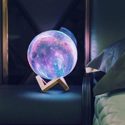 Galaxy |Moon  Light USB Φωτιστικό Γαλαξίας - Αφής 15εκ RGB LED 16 Χρωμάτων με Ξύλινη Βάση & Χειριστήριο