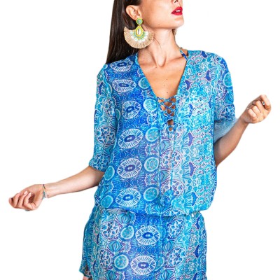 Κοντό Φόρεμα με Ελαστική ζώνη -  Short Dress with Elastic Waistband  - Antica Sartoria