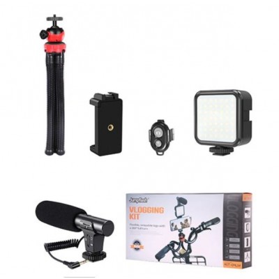 Vlogging Kit 04LM με Τρίποδο Χταπόδι, βάση Κινητού, Φωτισμό Led και Μικρόφωνο