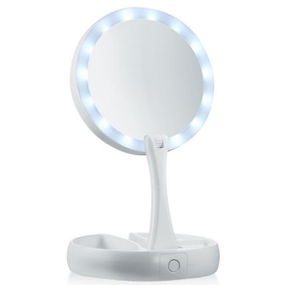 Μεγεθυντικός LED Φωτιζόμενος Πτυσσόμενος Καθρέφτης Διπλής Όψεως - My Fold Away Mirror