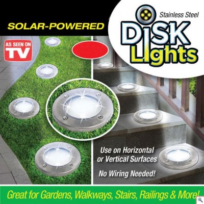 Σετ Ηλιακό Καρφωτό - Χωνευτό Φωτιστικό με 8 LED Κήπου με Αισθητήρα Φωτός - 4 Τεμάχια