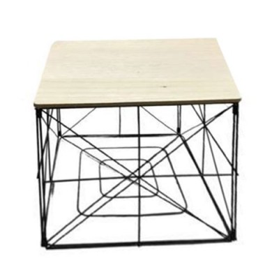 30x30x30cm Μεταλλικό Πτυσσόμενο Σκαμπό με Ξύλινη Επιφάνεια