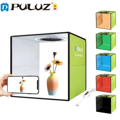 30x30cm Μίνι Στούντιο Φωτογράφισης Puluz 30cm με Ring Light LED 10W Φωτισμό 5500K & 6Χρώματα Background - Αναδιπλούμενο Studio Photo Box Προϊόντων