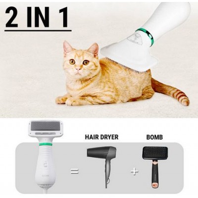 Pet Grooming Dryer Slicker 2 σε1 Βούρτσα με Ενσωματωμένο Στεγνωτήρα