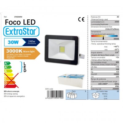 Αδιαβροχος Προβολέας Extrastar SMD/LED 70W 6500K IP65