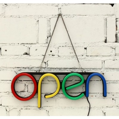 Led Φωτιζόμενη Διαφημιστική Πινακίδα Retro Τύπου Neon "OPEN"