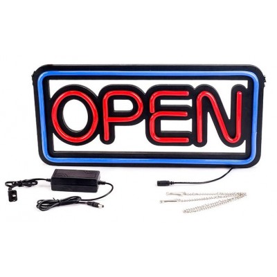 Led Φωτιζόμενη Διαφημιστική Πινακίδα Retro Τύπου Neon  50x25 "OPEN"
