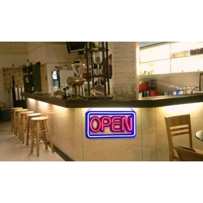 Led Φωτιζόμενη Διαφημιστική Πινακίδα Retro Τύπου Neon  50x25 "OPEN"