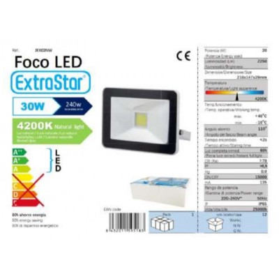 Αδιαβροχος Προβολέας Extrastar SMD/LED 30W 4200K IP65