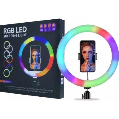 RGB Φωτογραφικό Φωτιστικό Δαχτυλίδι LED 26cm Πολύχρωμο USB με Εφέ Πολύχρωμου Φωτισμού, Τρίποδο & Βάση Στήριξης Κινητού - Ring Light Lamp