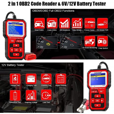 Επαγγελματικό Ψηφιακό Διαγνωστικό Αυτοκινήτου OBDII και Ελεγκτής Μπαταριών  - Konnwei KW681