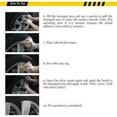 LocBondso Κιτ Επισκευής Ζάντας Αλουμινίου Ασημί – DIY Alloy Wheel Repair Kit