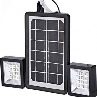 Mini Ηλιακό Σύστημα Φωτισμού με Powerbank USB, Ηλιακό Πάνελ 3W & 2 x Προβολείς με 12 LED 100LM - Solar Panel Lightning System