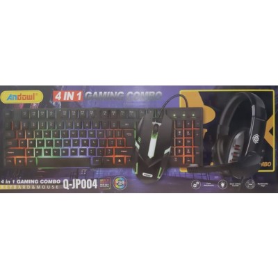 Gaming Πληκτρολόγιο, Ποντίκι, Ακουστικά και Mouse Pad Andowl Q-JP004 Gaming Combo 4 In 1 RGB