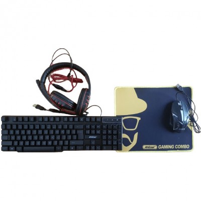 Gaming Πληκτρολόγιο, Ποντίκι, Ακουστικά και Mouse Pad Andowl Q-JP004 Gaming Combo 4 In 1 RGB