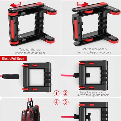 Ρόδα και Μπάρα Εκγύμνασης Σώματος Abdominal Wheel με 4 Τροχούς