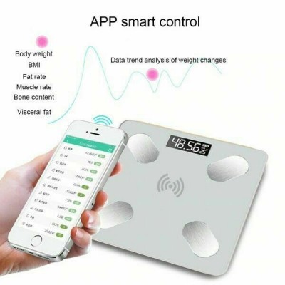 Γυάλινη Ψηφιακή Ζυγαριά Bluetooth για Μέτρηση Βάρους & Λιπομετρητή Σώματος Έως 180kg