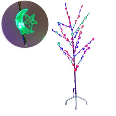 Χριστουγεννιάτικο RGB Φωτιζόμενο Δέντρο 140cm με Αστέρια - Φεγγάρι & Πολύχρωμο LED Φωτισμό
