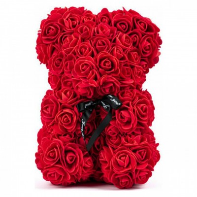 Αρκουδάκι από Τεχνητά Τριαντάφυλλα 24cm
