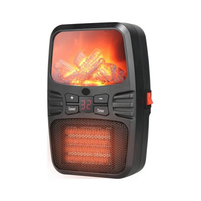 1000Watt Φορητό Τζάκι Αερόθερμο με Εφέ Φλόγας - Σόμπα Πρίζας με Θερμοστάτη, Χρονοδιακόπτη, LED Οθόνη & Τηλεχειριστήριο - Flame Heater
