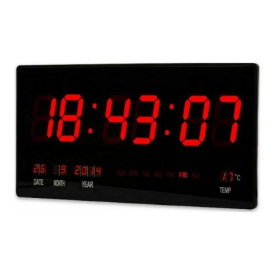 Μεγάλο Ψηφιακό Πλαστικό Ρολόι Τοίχου - Πινακίδα LED με Θερμόμετρο & Ημερολόγιο Jumbo Clock JH4622