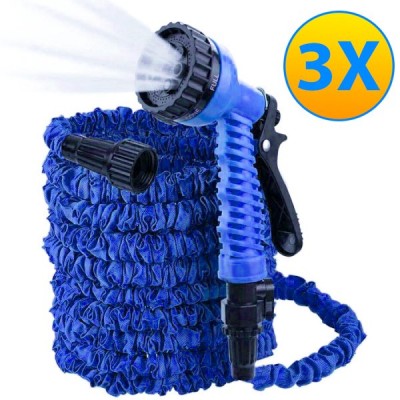 15m Magic Hose Επεκτεινόμενο Λάστιχο Κήπου & Βεράντας με Πιστόλι & Πλαστικά Ρακόρ Μπλε