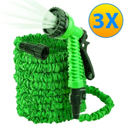 15m Magic Hose Επεκτεινόμενο Λάστιχο Κήπου & Βεράντας με Πιστόλι & Πλαστικά Ρακόρ Πράσινο