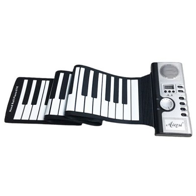 Ευλύγιστο Φορητό Roll-Up Midi Πιάνο Αρμόνιο Keyboard Αφής 61 Πλήκτρων που Τυλίγεται, με Ενσωματωμένο Ηχείο, 128 Ήχους & 128 Ρυθμούς