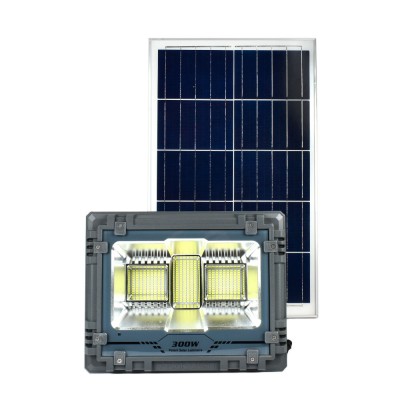 300W Αδιάβροχος Επαναφορτιζόμενος Ηλιακός Προβολέας Αλουμινίου 318 LED με Τηλεχειρισμό και Χρονοδιακόπτη MJ-AW300