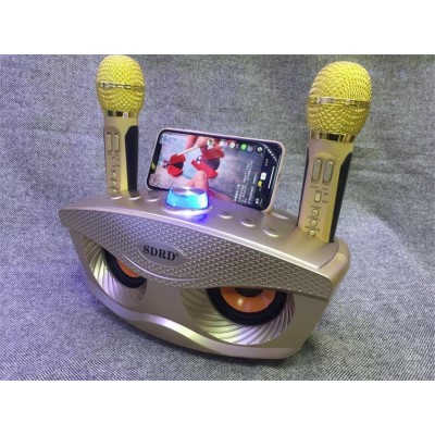 Φορητό Ηχοσύστημα Bluetooth USB/SD Karaoke Με 2 Μικρόφωνα Mp3 Player - Multimedia Speaker Μαύρο SD-306 Χρυσό