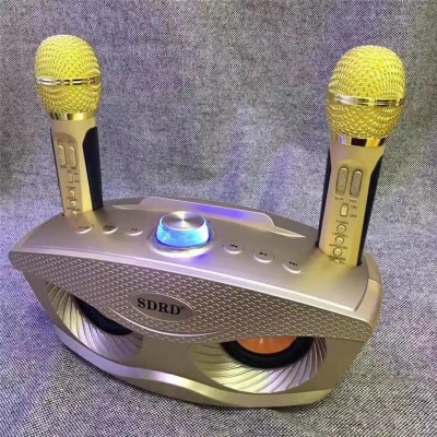 Φορητό Ηχοσύστημα Bluetooth USB/SD Karaoke Με 2 Μικρόφωνα Mp3 Player - Multimedia Speaker Μαύρο SD-306 Χρυσό